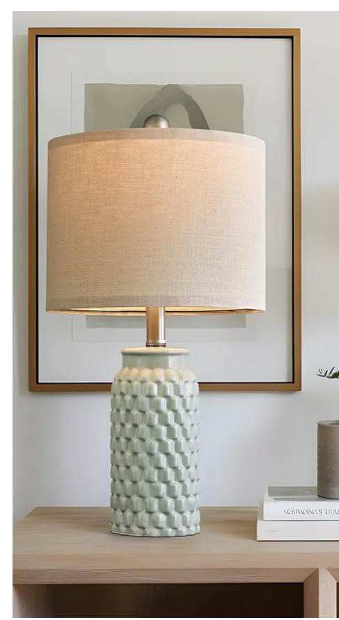 20.5 inches Modern Ceramic Green Bedside Lamp 1 for Bedroom Decor Farmhouse Table Lamp for Living Room Office Dorm