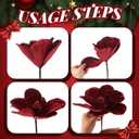 Norme 15 Pcs Christmas Magnolia Flowers Ornaments 3.15'' 5.91'' 8.27'' Large Artificial Magnolia Velvet Fold Poinsettia Stems for Christmas Tree Wreath Holiday Decor(Burgundy)