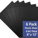 6 Pack Black Plastic Sheet 8x12x0.04 in Flexible High Tensile Plastic Sheets Black Plastic Panel for DIY Materials Handicrafts Home Decoration