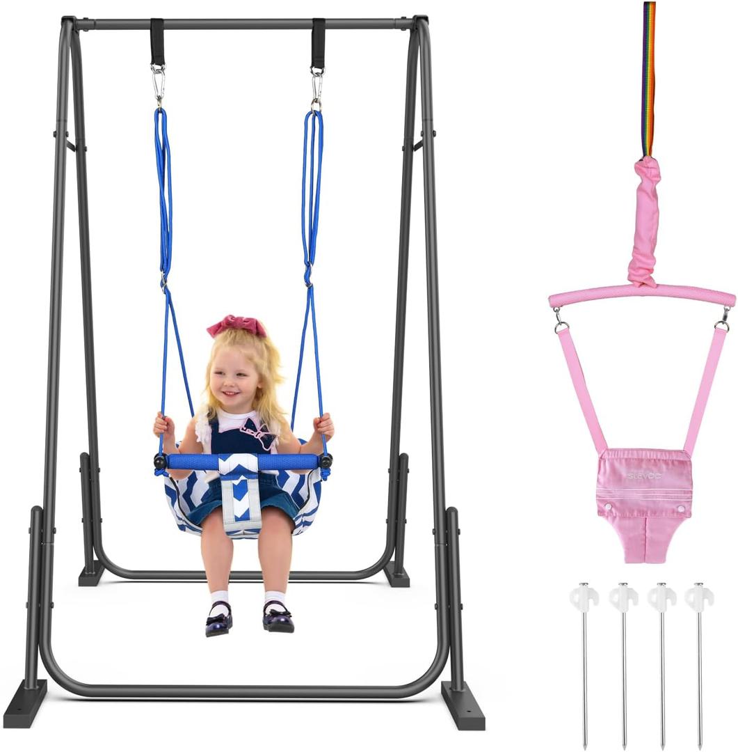 Slevoo 2 in 1 Baby Jumper Swing, Toddler Swing 6 Months to 6 Years Pink