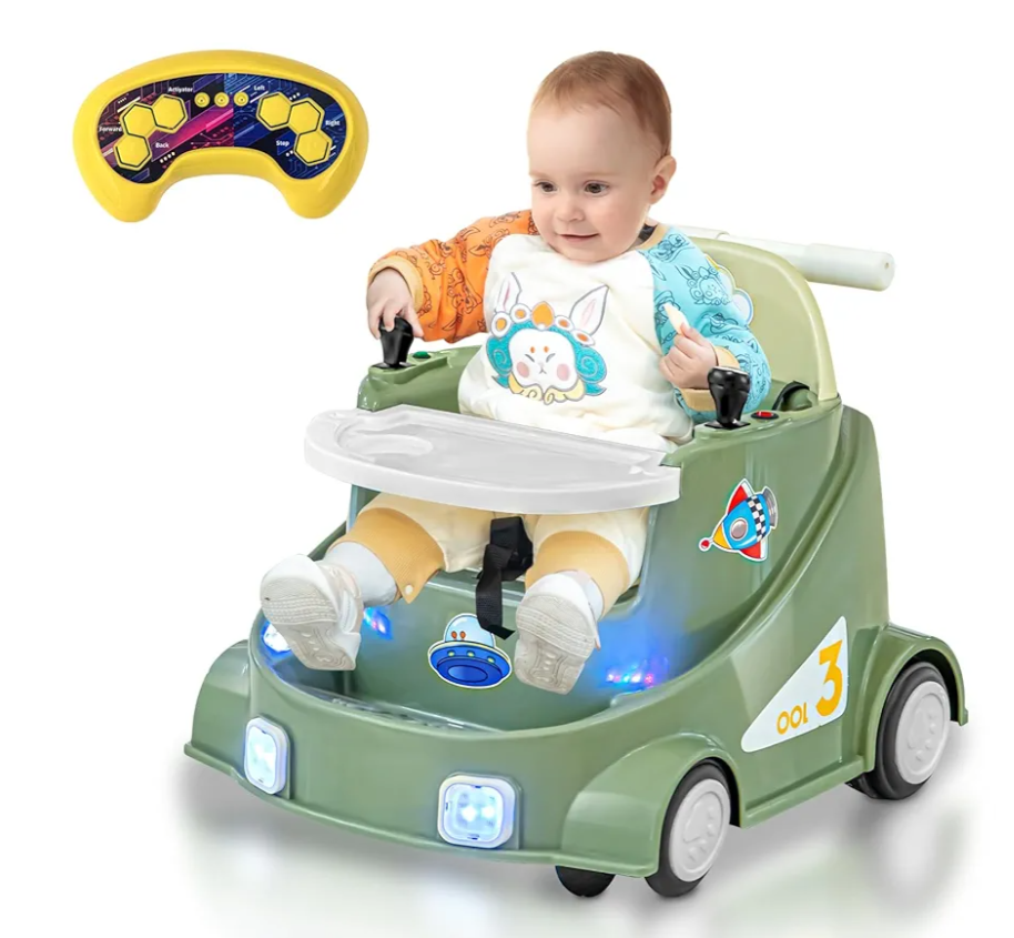 Baby Bumper Car, Baby Electric Car with 2 Driving Modes (Joystick/Remote Control), 360° Rotating Remote Control Car for Toddlers with Music and Lights, Suitable for Infant Aged 1-3 Years(Green)