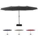 PhoenixCrest 15FTx9FT Large Patio Umbrellas,Patio Double-Sided Umbrella With Base and Crank,Outdoor Rectangle Market Umbrella for Patio, Lawn & Garden and Poolside,Dark Gray