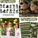 122 PCS Army Party Favors, Military Camo Temporary Tattoos Slap Bracelets Keychains Stickers Badges Goodie Bags Soldiers Figures for Army Birthday Party Decorations Gifts for Kids Classroom Rewards