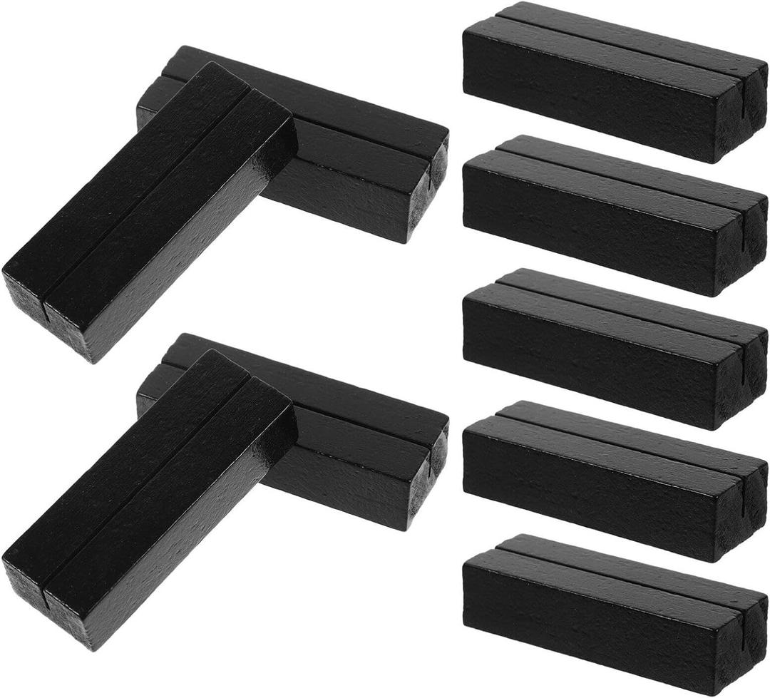 Tofficu 20pcs Wood Place Card Holder, Table Number Sign Stand, Desk Photo Display Holder for Picture Calendar Postcard Business Name Card for Wedding Home Office Meetings Decoration（Black）