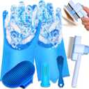 nooepc 6PCS Dog Washing Gloves Pet Grooming Gloves Dog Bath Supplies Dog Bath Brush Silicone Gloves for Dogs and Cats Bathing Dog Comb Dog Toothbrush