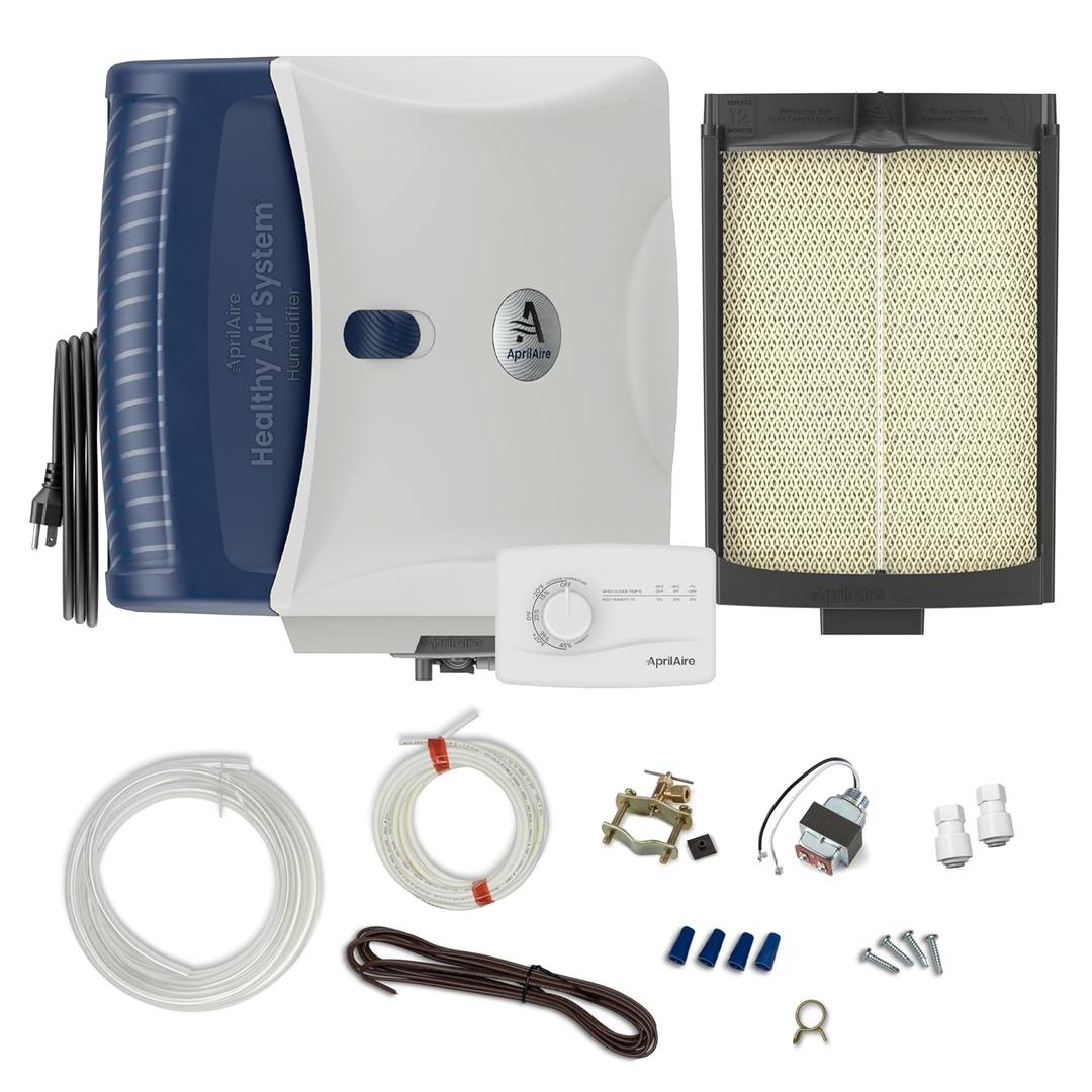 AprilAire 720MKZ Whole-House Fan-Powered Evaporative Humidifier – 21 GPD, Water Saving, Manual Control, Installation Kit, for up to 6,250 Sq. Ft., Part of the AprilAire Healthy Air System