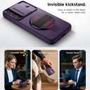 SURITCH for Samsung Galaxy S24 Case with 360° Rotatable Hand Strap Phone Grip & Invisible Kickstand & Slide Camera Cover, Rugged Shockproof Protective Cover for S24 -Dark Purple