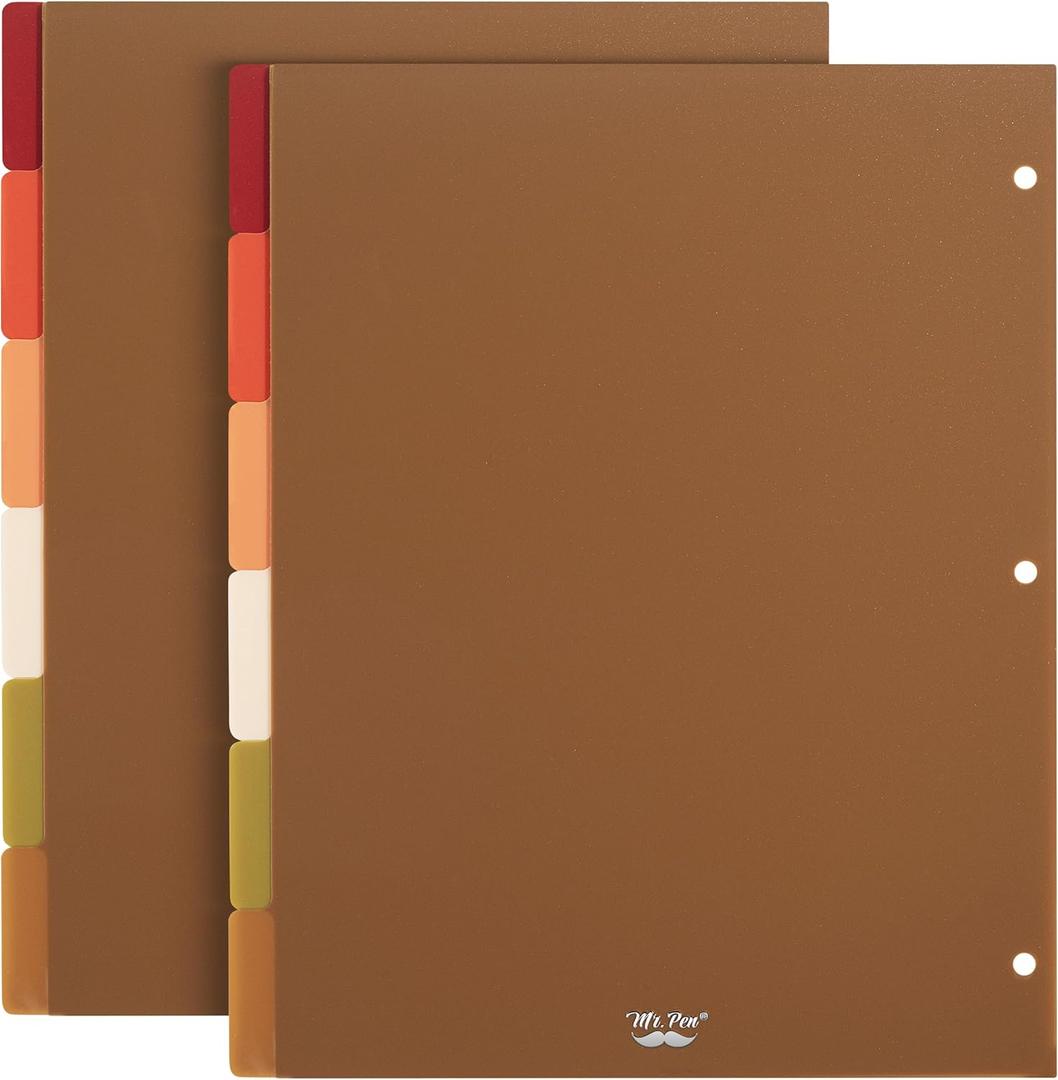Mr. Pen- 3 Ring Binder Dividers with Tabs, 2 Sets, 6 Pack/Set, Letter Size, Vintage Colors, Plastic 6 Tab Dividers for 3 Ring Binder with 12 pcs Labels