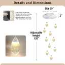 H120 x W20 Modern 10-Light Spiral Staircase Chandelier, Dimmable Adjustable Height Crystal Raindrop Pendant Light for High Ceiling Foyer, Entryway, Dining Room, Living Room