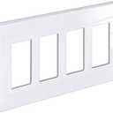 [1 Pack] BESTTEN 4 Gang Screwless Decorative Wall Plate, Mid-Size H4.88" x W8.58", USWP6 Gloss Snow White, Faceplate Cover for Decorator Receptacle Outlet & Switch