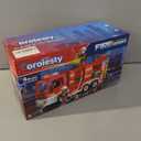 Large Fire Truck Toy with 2 Firefighters & Rescue Tools, Lights & Siren Sounds, Assemble & DIY Fire Rescue Truck Vehicle Toy for Boys Girls Christmas Birthday Gifts Kids Toys for 3 4 5 6 7 8 Years Old