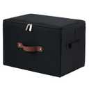 HYVAKUPPA Storage Bins with Zipper Lid Foldable Fabric Lidded Storage Boxes Baskets Cubes Washable Collapsible PU Leather Handle Cotton Linen Fabric Shelf Closet Organizer Container(Black, Large Size)