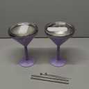 8 oz. Vacuum Sealed Martini Glass [Lilac/Set of 2] - Stainless Steel Martini Glass, Insulated Tumbler with Straws, Olive Pins, Straw Cleaner, Insulated Glass for Mother's Day Gift
