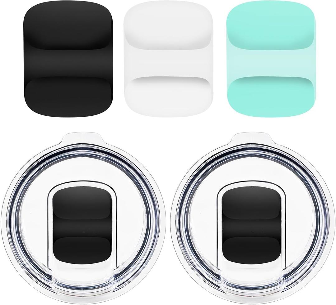 2 x 20 oz Tumbler Lid for YETI,2 Pack Tumbler Lids & 3 Pack Magnetic Slider, 20 oz Replacement Lid, Magnetic Slider Replacement for Yeti,Magslider Lid,10/24 Oz Mug &10 Oz Lowball,BPA Free
