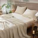 MooMee Bedding Sheet Set 100% Washed Cotton Linen Like Textured Breathable Durable Soft Comfy (Heathered Almond Milk Grey, King)