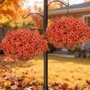 Geegoods Artificial Hanging Baskets for Outdoors Decoration, 24 Pcs Artficial Outdoor Flowers with Hanging Baskets UV Resistant Look Real Orange Mums for Autumn Porch Patio Balcony Yard Home Decor