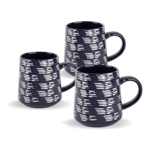 Blue & White Brushstroke Mug, Set of 3