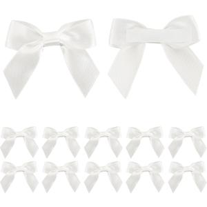 AIMUDI White Satin Ribbon Bows 2" Self Adhesive Satin Bows for Gift Wrapping Premade Ribbon Bows with Double-Sided Tape for Making Crafts Baby Shower Birthday Party Wedding Decorations, 50 PCs