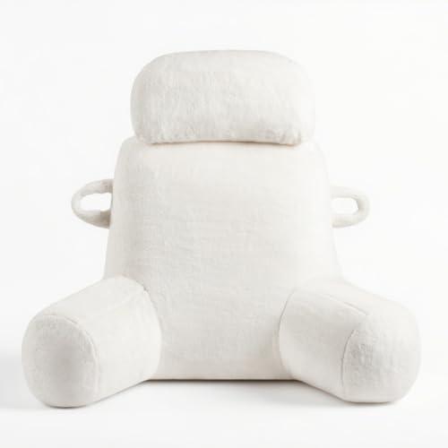 32" X-Large Reading Pillow for Sitting Up in Bed & Post-Surgery Recovery - Super Soft Adjustable Neck Roll Backrest Pillow, Washable Cover for Adults, Watching TV/Gaming (White)
