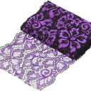 MECCANIXITY 7.1 Inch Wide 5 Yard Lace Ribbon Floral Pattern Black+Dark Purple Lace Trim Ribbon for Sewing Making,and DIY Crafts,Gift Wrapping,Wedding Decor