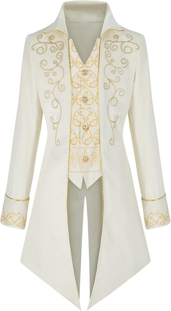 Men's Steampunk Jacket Gothic Medieval Vintage Court Tailcoat Halloween Costumes