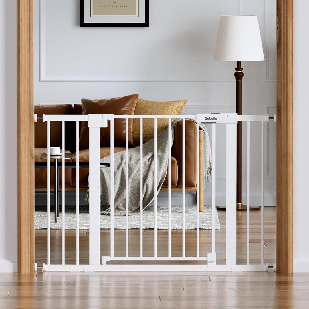 Babelio 31-46" Baby Gate for Stairs, PressGuard Pet Gate with Wide Door