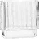 YANWE1 Ribbed Vase, Fluted Glass Vase for Flowers, Clear Flower Vases for Tulips, Modern Vases for Living Room, Dining Table, Office, Bedroom, Mantle, Shelf, Wedding, 7 Inch
