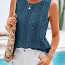 KIRUNDO Beach Vacation Clothes for Women Spring Summer Crochet Sweater Vest Tank Tops Cover Ups Resort Cruise Outfits 2026 (Blue, M)