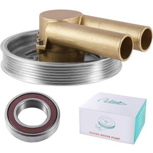 AULINK Raw Sea Water Pump 21214599 (NSK Bearing) Serpentine Belt Pulley OE Replacement For Volvo Penta 4.3L 5.0L 5.7L V6 V8 GL GXI 3862482 3812693