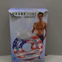 POZA Inflatable USA Pool Float - Luxurious Fun Lounger Filled with Sparkle Silver Stars Confetti, Cool USA Flag Design Water Swimming Pool Floaties for Beach, Lake & Pool (USA Luxury Tube)