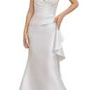 Off Shoulder Satin Wedding Dress Sleeveless – Lightweight Engagement Bridal Gown with Train for Summer Wedding S