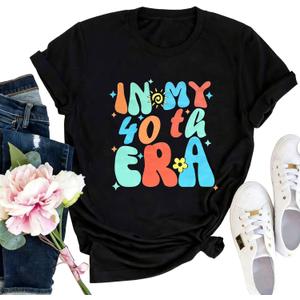 40th Birthday Gift T-Shirt Women Vintage 1986 Birthday Party Shirt Casual Short Sleeve 40 Bday Shirt Tee Tops (Black-b,XL)