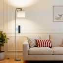 SIBRILLE Floor Lamp with Linen Shade, Dimmable Tall Standing Lamp with Remote Control & 3 Color Temperatures, Modern Corner Floor Lamps for Living Room Bedroom Office, 9W LED Bulb Included