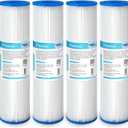 Membrane Solutions 50 Micron Pleated Polyester Sediment Water Filter 10"x2.5" Replacement Cartridge Universal Whole House Pre-Filter Compatible with W50PE, WFPFC3002, SPC-25-1050, FM-50-975 - 4 Pack