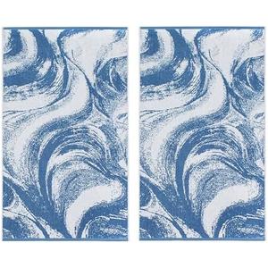 COTTON CRAFT Oversized XL Beach Towel - 2 Pack 39 x 68 inches Summer Wave Big & Huge Beach Blanket Towel - 100% Cotton Jacquard Velour - 450 GSM Super Soft Luxury - Pool Picnic Bath - Surf Blue