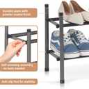 STORAGE MANIAC Expandable Shoe Rack, 8 Pairs Stackable Small Shoe Rack, Metal Adjustable Shoes Organizer for Closet, Entryway, Hallway, Garage, Front Door, Shoes Shelves, Black 2 Tier