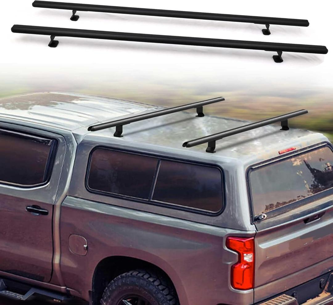 MELIPRON 60" Truck Cap Topper Rack Adjustable Aluminum Ladder Roof Rack for Kayak Canoe Lumber Pipe(Max Load 500lbs)