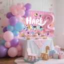 7x5 FT Birthday Banner Backdrop Pink Background Wall Decor for Kids Girls Cartoon Dog Theme Party Decorations