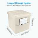 Bsketa Storage Ottoman Bench,15 Inch Folding Leather Foot Rest Stool, Beige