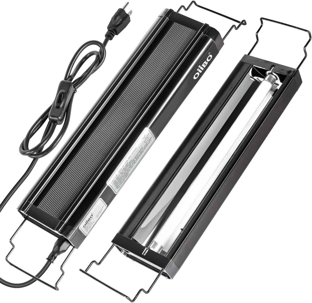 Oiibo T5 HO Reptile Light Fixture UVB Lighting Combo Kit, Reptiles Terrarium Lamp Hood Light Fixture Include UVB 5.0 Rainforest Reptile Light for Chameleon Arboreal Geckos Lizard (8W)