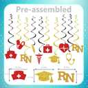 Funny Nurse Nursing Graduation Party Decorations, Glitter Black Gold Banner with Hanging Swirls, Congrats Nurse RN BSN Grad Birthday Party Decor Supplies