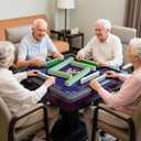 Mahjong Mat - 31.5x31.5 Inch Mahjong Mat for Table, Non-Slip Noise Reduction Mahjong Table Mat for Poker, Dominoes, Board Games & Card Games (Dark Blue)