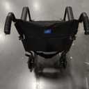 Medline Lightweight Foldable Transport Wheelchair with Handbrakes and 12-Inch Wheels, Blue Frame, Black Upholstery