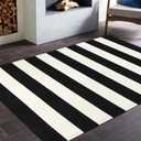 LEEVAN Black and White Outdoor Rug 3X5, Cotton Washable Striped Patio Rugs Hand Woven Front Door Mat, Reversible Entryway Rug Farmhouse Black Floor Carpet for Balcony/Courtyard/Entrance