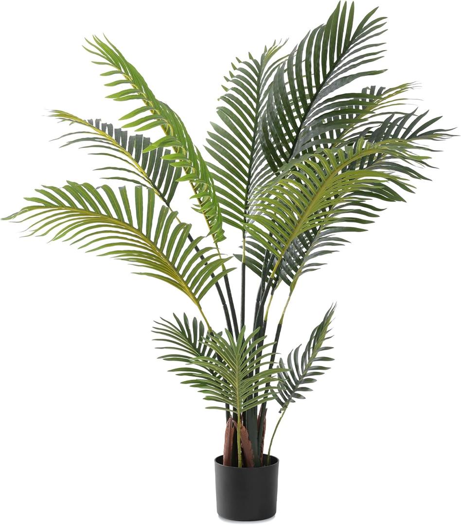 Artificial Tree - Areca Palm Faux Trees Outdoor - Artificial Plants for Home Decor Indoor - 4ft Tropical Decor Areca Palm Tree with 12 Leaves, Home Office, Living Room Decoration, AP120 (Areca Palm - 4ft)