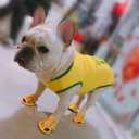 Breathable Mesh Dog Sandals for Summer, Puppy Paw Protectors, Outdoor Pet Sandals for Small Dogs Yellow Size 4
