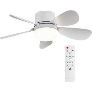 Socket Fan Light with Remote Control, Portable Small Ceiling Fan with Lights for Bedroom, Kitchen, Living Room, with Dimming Function, 1000 Lumens, Screws into E26/E27, 16.54 Inches Diameter, White