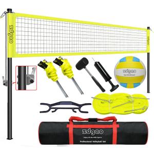 Volleyball Net Outdoor - Professional Volleyball Set with Height Adjustable Poles and Soft Volley Ball, Boundary Line, Pump and Carry Bag for Backyard, Beach, Lawn