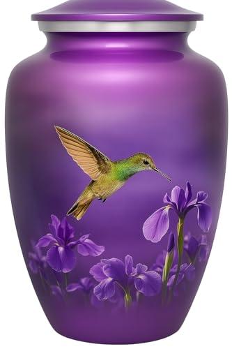 GO NAUTICAL INSTRUMENTS Beautiful Hummingbird Urn Adult Funeral Cremation Urns for Human Ashes Home Decor, 10X5 inches, Purple