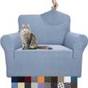 YEMYHOM Couch Cover Latest Jacquard Design High Stretch Sofa Chair Covers for Living Room, Pet Dog Cat Proof Armchair Slipcover Non Slip Magic Elastic Furniture Protector (Small, Light Blue)